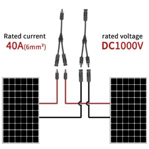 Solar Connector Y Branch Parallel Cable,Solar Panel 1 to 2 Y Cable 40A Wire Male Female 1 Pair, (MFF+FMM,30CM)