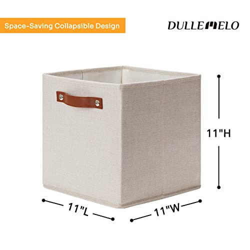 DULLEMELO Baskets for Cube Storage, Toys, Office, Closet Storage Cubes Foldable for Book,Bedroom,Fabric Storage Bin with Handles(Beige,11"x11"x11",6-Pack)