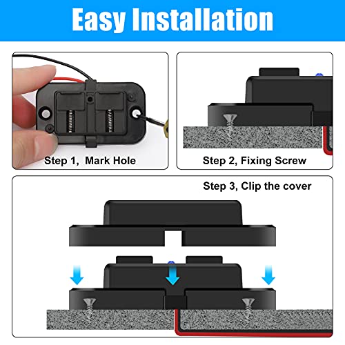 12V USB Outlet, Quick Charge 3.0 USB-A Port and USBC Port, 12V 24V Input Surface Mount RV USB Outlet, for RV Marine Motorcycle Truck Golf Cart