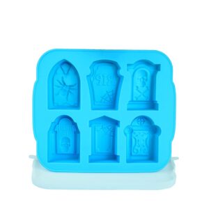 6 Grid 3D Tombstone Silicone Mold Halloween Skull Spider Gravestone RIP Mould Candy Fondant Mousse Cake Chocolate Popsicle Dessert Soap Wax Mold Ice Cube Trays