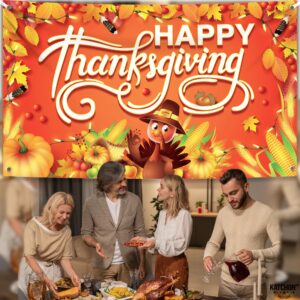 KatchOn, Happy Thanksgiving Banner - XtraLarge, 72x44 Inch | Happy Thanksgiving Backdrop, Thanksgiving Decorations Banner | Thanksgiving Party Decorations, Fall Decorations | Thanksgiving Wall Banner