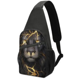 funnystar golden cool lion king paninting sling bag crossbody backpack shoulder chest daypack for travel hiking