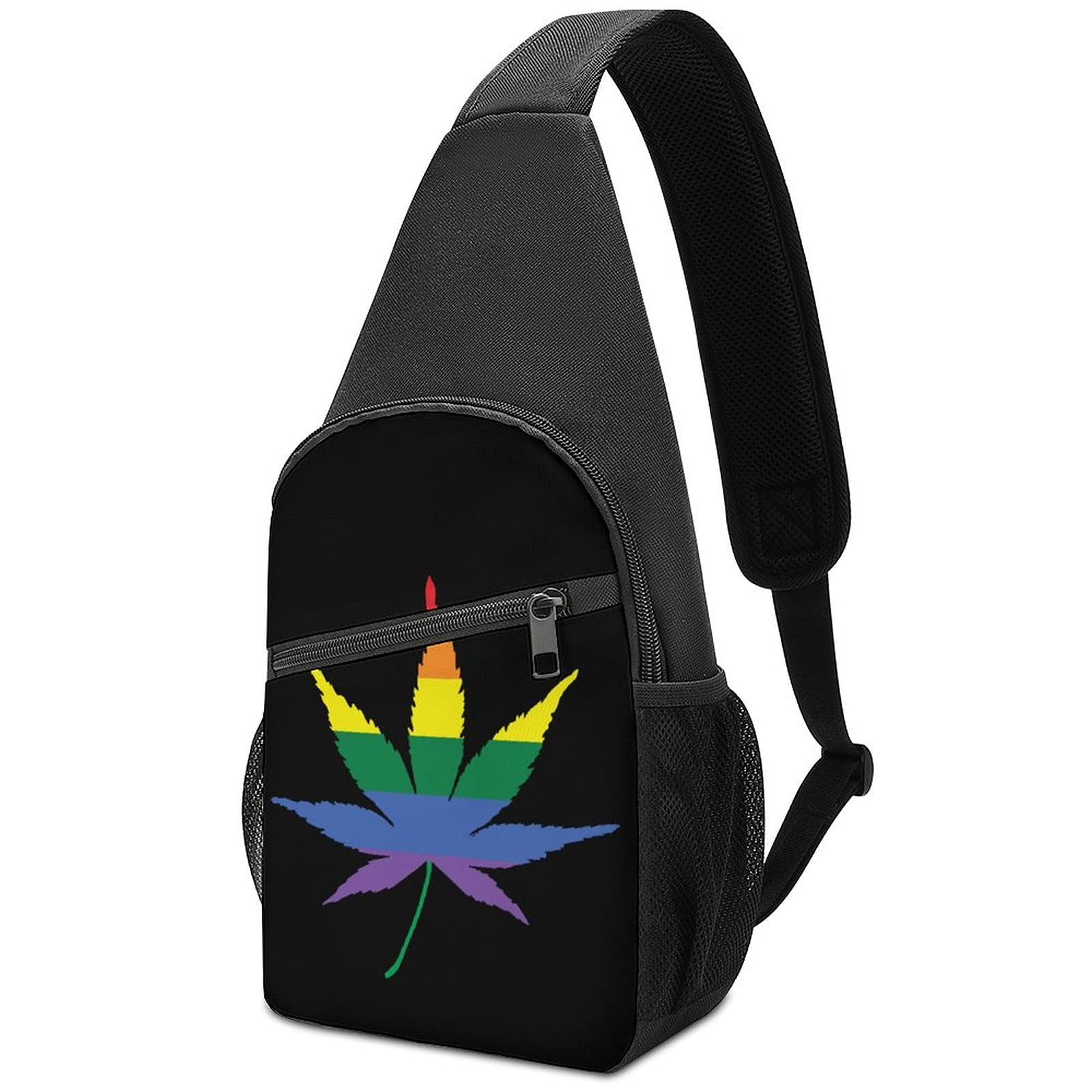 FunnyStar Rainbow Cannabis Leaf Flag Sling Bag Crossbody Backpack Shoulder Chest Daypack For Travel Hiking