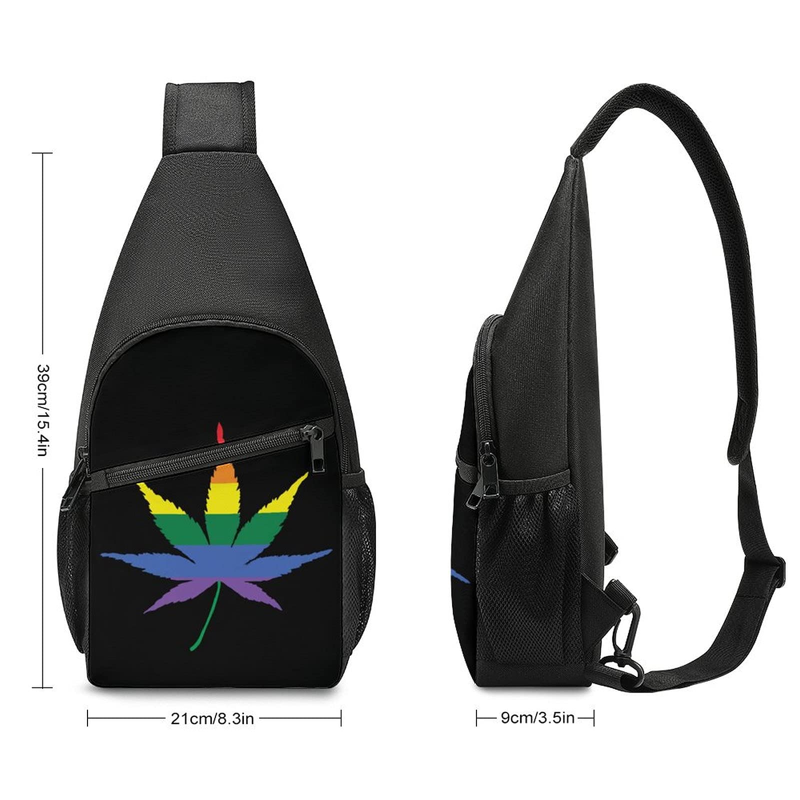 FunnyStar Rainbow Cannabis Leaf Flag Sling Bag Crossbody Backpack Shoulder Chest Daypack For Travel Hiking