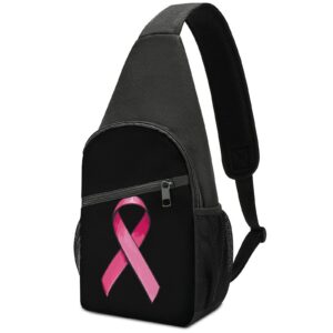 pink satin ribbon breast cancer sling bag crossbody backpack shoulder chest daypack for travel hiking