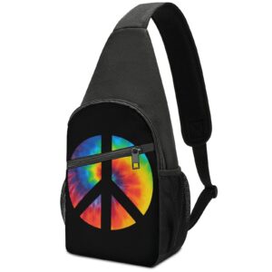 funnystar tie dye peace sign sling bag crossbody backpack shoulder chest daypack for travel hiking