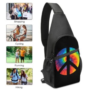 FunnyStar Tie Dye Peace Sign Sling Bag Crossbody Backpack Shoulder Chest Daypack For Travel Hiking