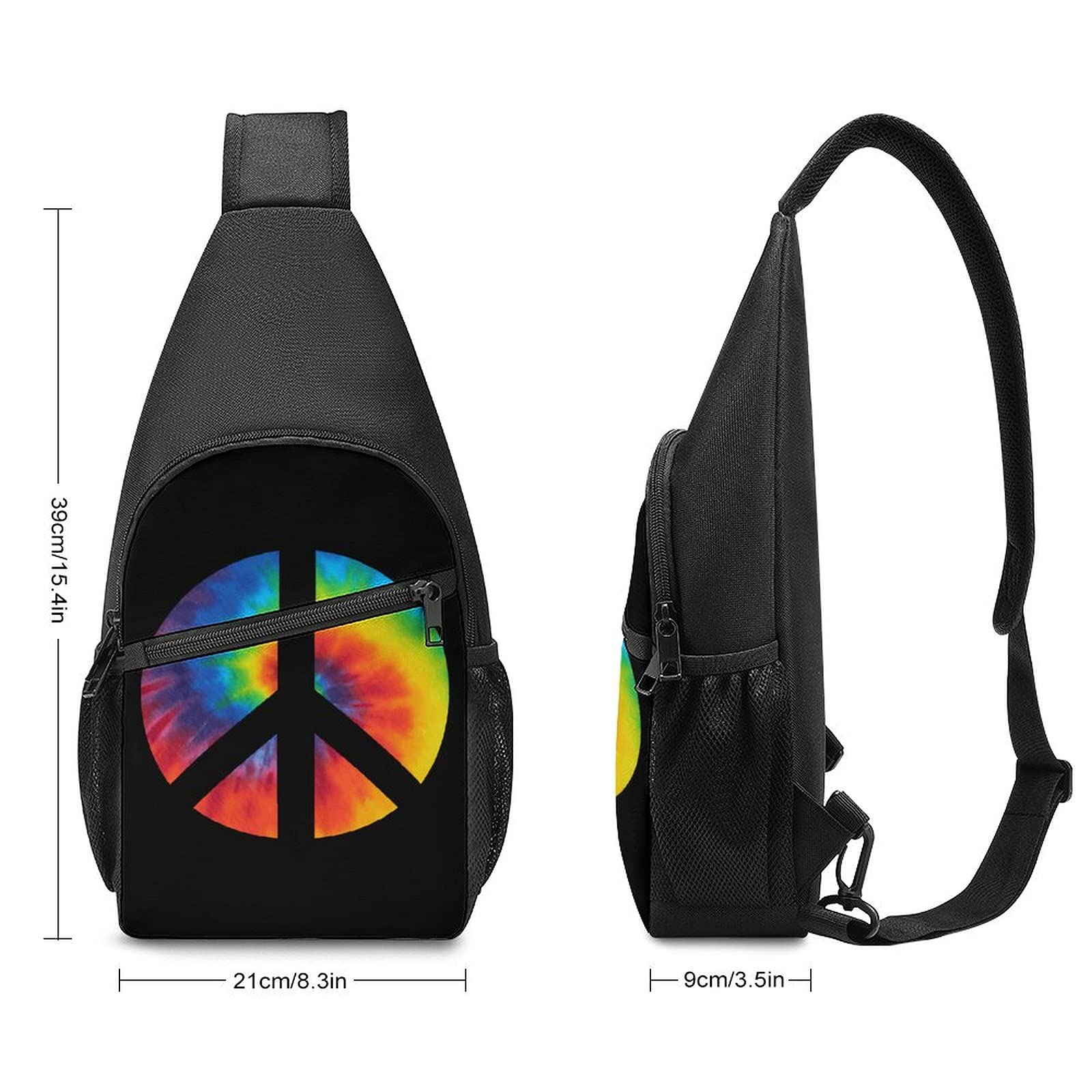 FunnyStar Tie Dye Peace Sign Sling Bag Crossbody Backpack Shoulder Chest Daypack For Travel Hiking