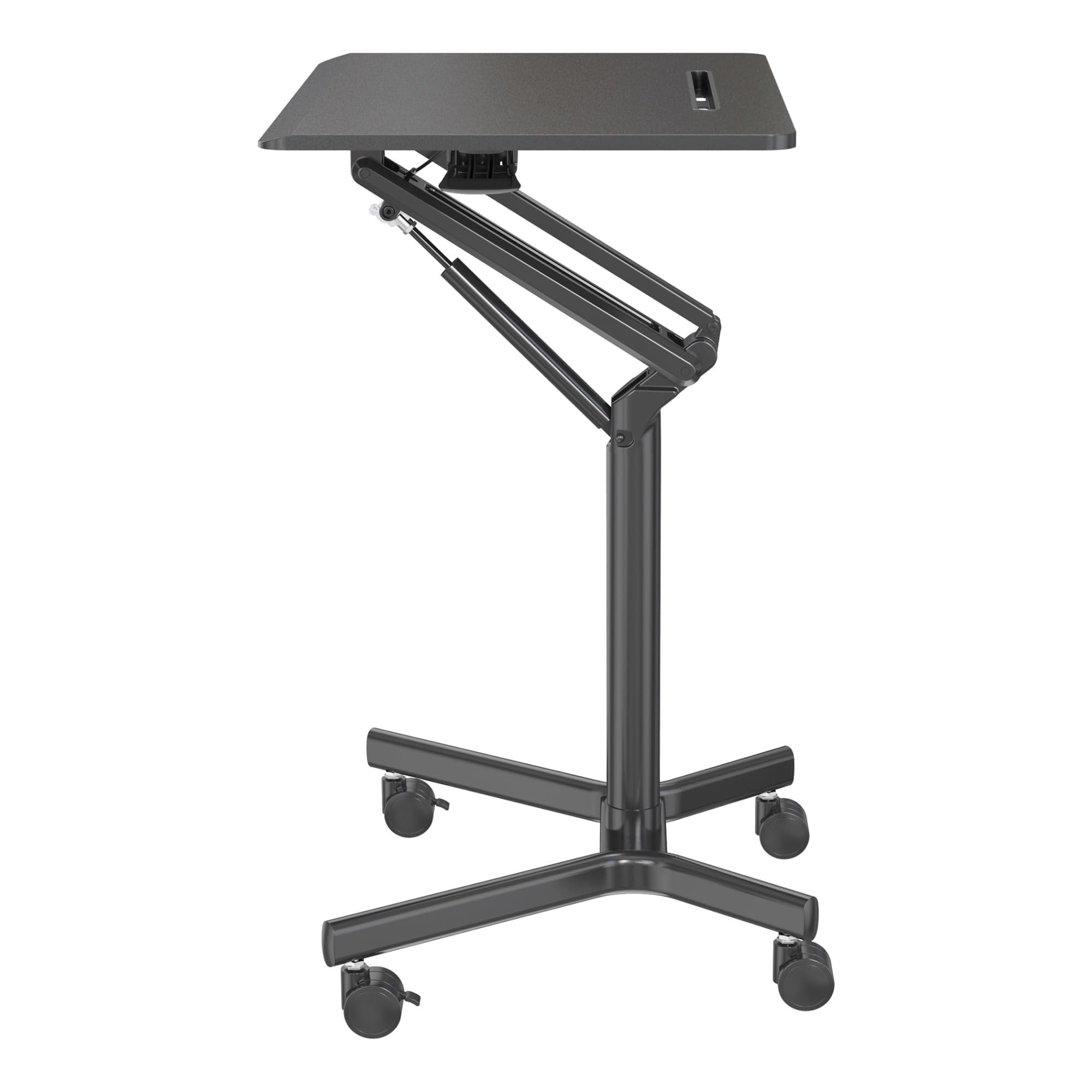 Realspace® 28" W Mobile Sit-to-Stand Compact Desk/Laptop Cart Workstation, 28-3/4"H x 28" W x 22-1/16"D, Black