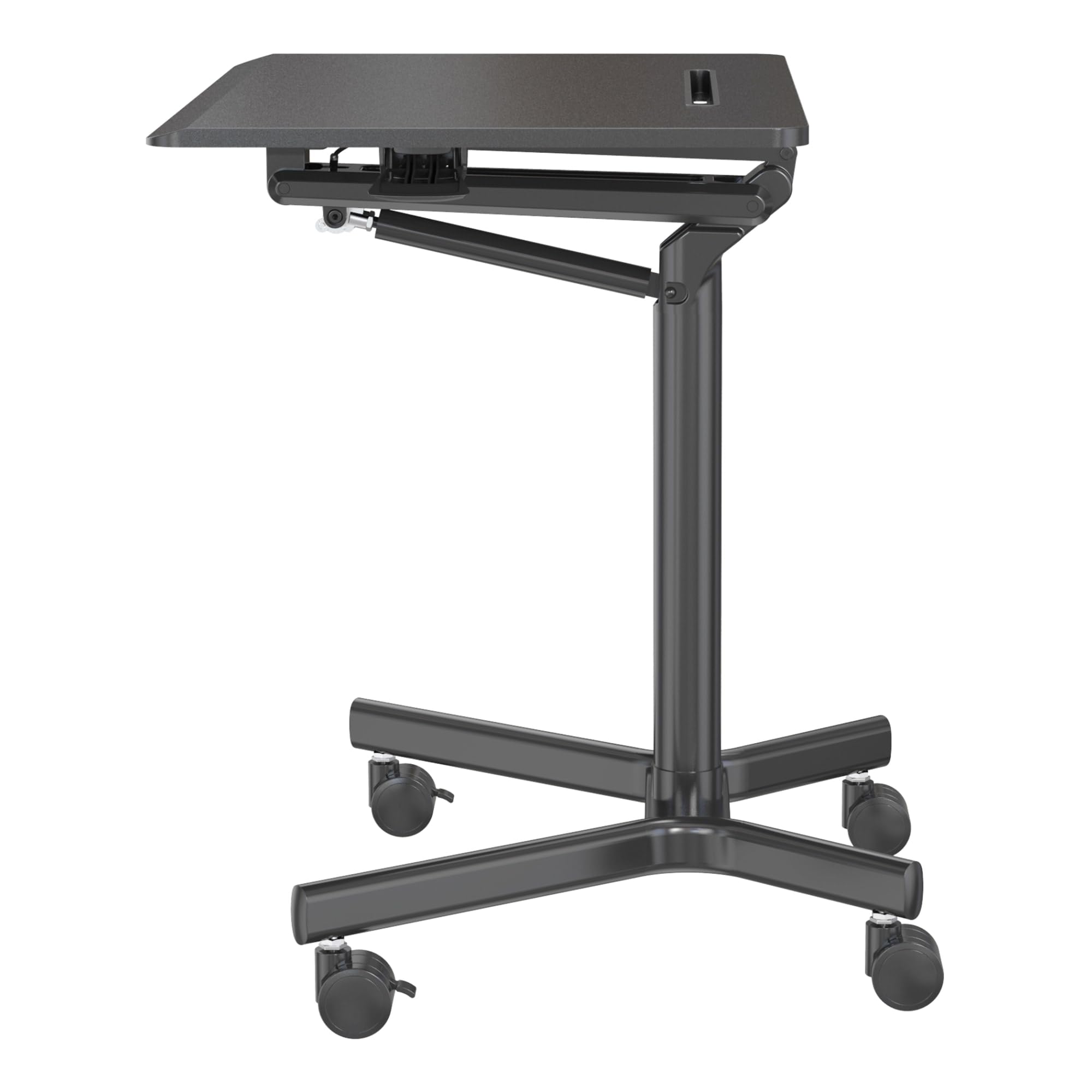 Realspace® 28" W Mobile Sit-to-Stand Compact Desk/Laptop Cart Workstation, 28-3/4"H x 28" W x 22-1/16"D, Black