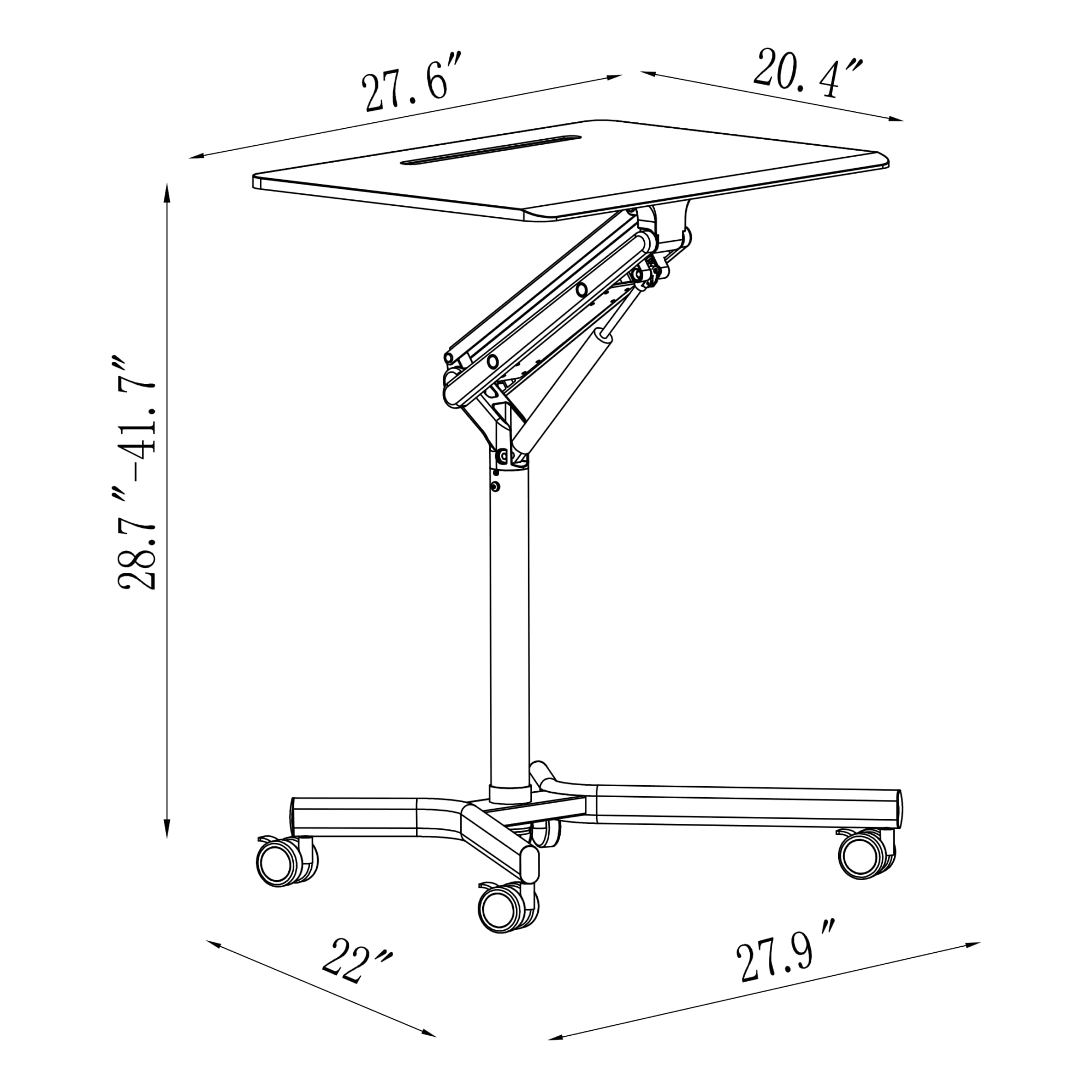 Realspace® 28" W Mobile Sit-to-Stand Compact Desk/Laptop Cart Workstation, 28-3/4"H x 28" W x 22-1/16"D, Black