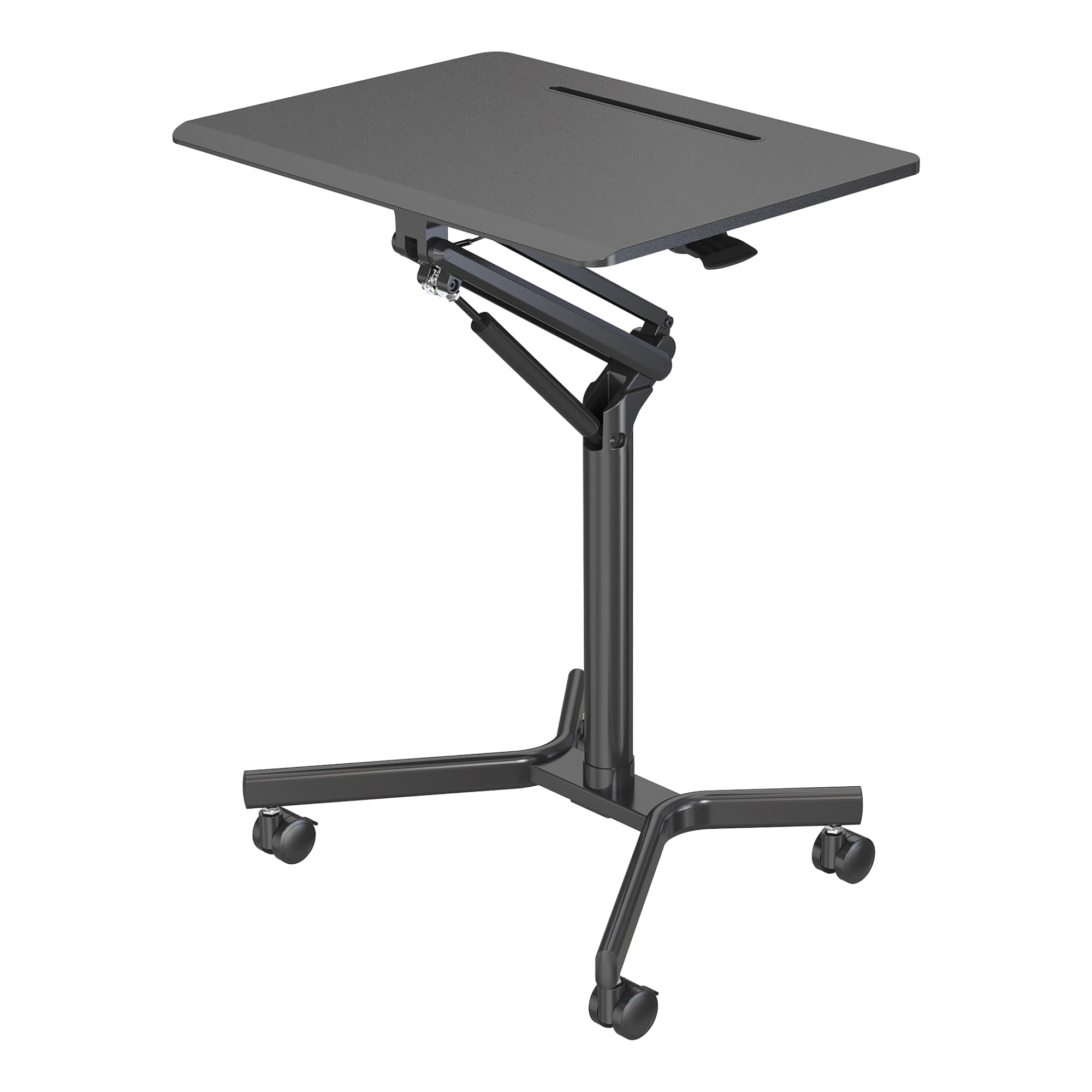 Realspace® 28" W Mobile Sit-to-Stand Compact Desk/Laptop Cart Workstation, 28-3/4"H x 28" W x 22-1/16"D, Black