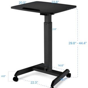 OCOMMO Mobile Podium - Pneumatic Standing Desk with 30 Degree Tilting Top, Adjustable Podium Stand, Lectern Portable with Wheels, Perfect for Lectures, Meetings, and Computer Use, Black