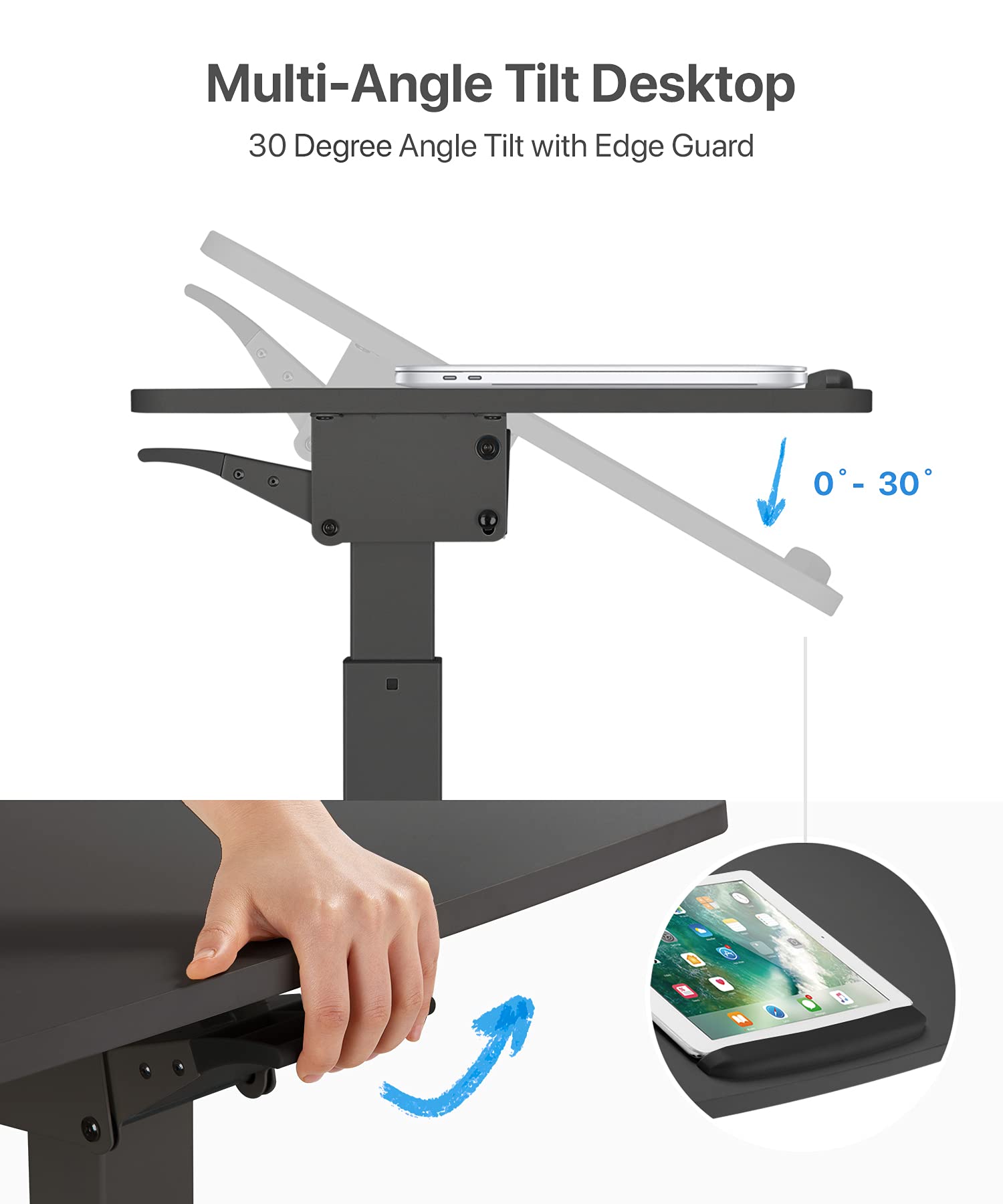 OCOMMO Mobile Podium - Pneumatic Standing Desk with 30 Degree Tilting Top, Adjustable Podium Stand, Lectern Portable with Wheels, Perfect for Lectures, Meetings, and Computer Use, Black