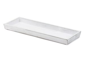 euneek designs farmhouse distressed whitewash wood tray - vanity, bathroom, toilet tank, countertop organizer - perfume or jewelry storage, candle votives or diy decor projects and wedding centerpcs