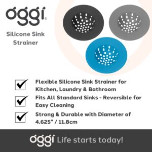 OGGI Silicone Sink Strainer- Great Kitchen Sink Strainer, Sink Drain Strainer, Drain Stopper, Sink Plug, 4.6˝ Diameter Rim, Gray