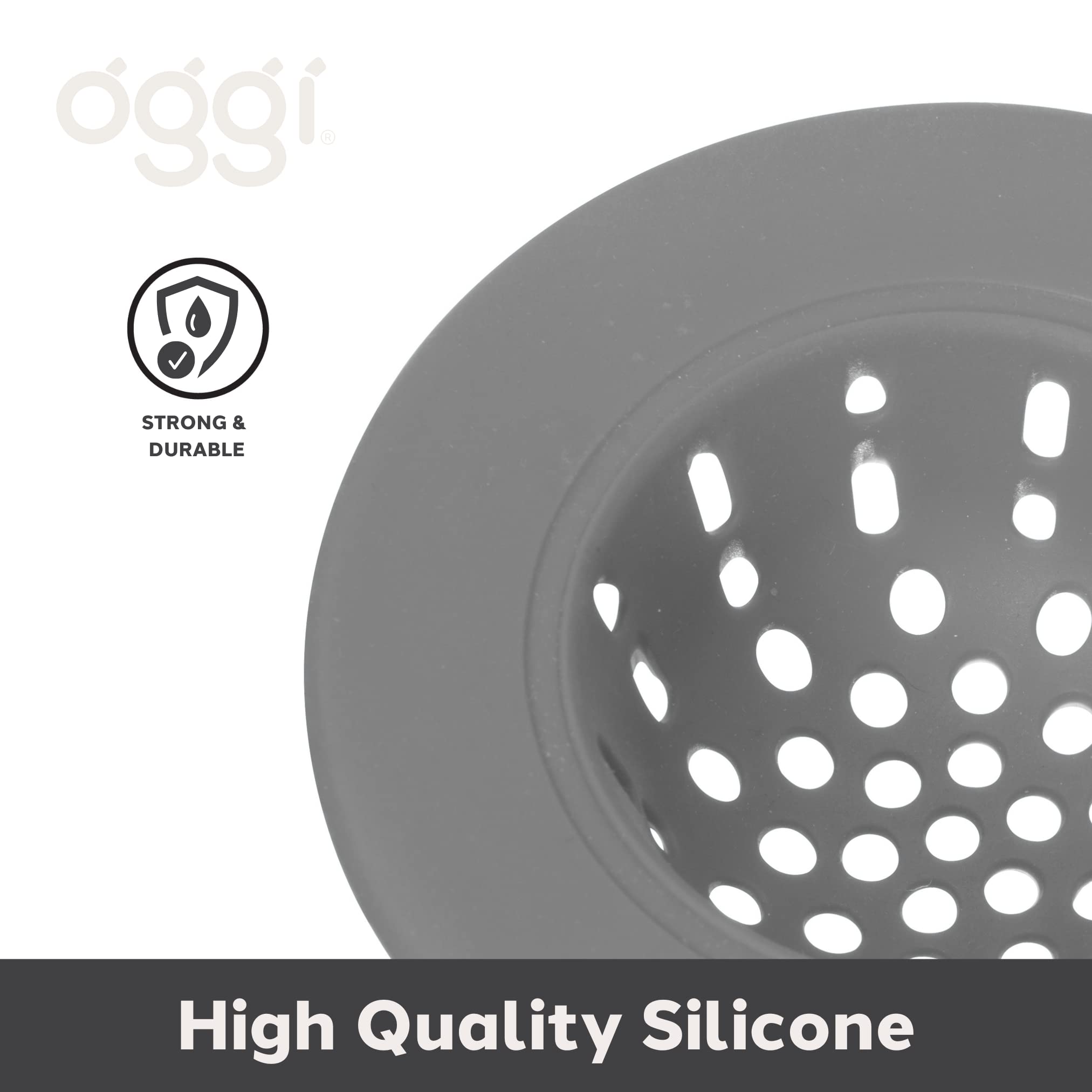 OGGI Silicone Sink Strainer- Great Kitchen Sink Strainer, Sink Drain Strainer, Drain Stopper, Sink Plug, 4.6˝ Diameter Rim, Gray