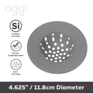 OGGI Silicone Sink Strainer- Great Kitchen Sink Strainer, Sink Drain Strainer, Drain Stopper, Sink Plug, 4.6˝ Diameter Rim, Gray