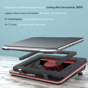 IETS GT500 Powerful Turbo-Fan (5000 RPM) Laptop Cooling Pad with Infinitely Variable Speed,Seal Foam for Rapid Cooling Gaming Laptop,13-17.3inch Laptop Cooler with 3-Port USB Hub