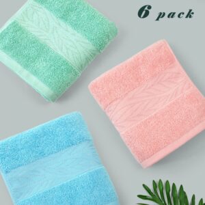Cleanbear Soft Hand Towels - 100% Cotton Bath Hand Towel Set, Lightweight for Quick Dry (2 Pack, 13 x 29 Inches) (Pink, Blue and Green)