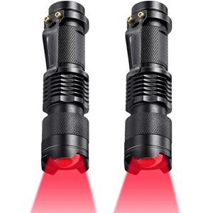 honoson 2 pieces red flashlight led single mode light one mode led torch scalable red light flashlight for astronomy aviation night observation