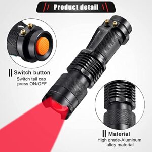 Honoson 2 Pieces Red Flashlight LED Single Mode Light One Mode LED Torch Scalable Red Light Flashlight for Astronomy Aviation Night Observation