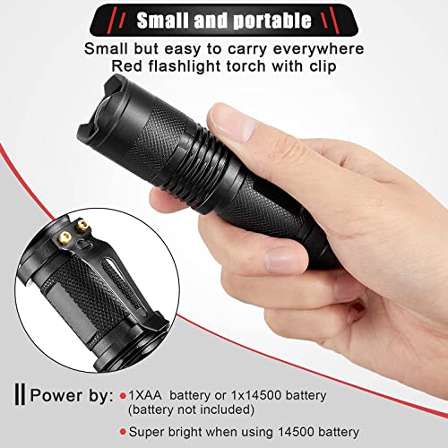 Honoson 2 Pieces Red Flashlight LED Single Mode Light One Mode LED Torch Scalable Red Light Flashlight for Astronomy Aviation Night Observation