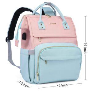 LOVEVOOK Laptop Backpack for Women Fashion Business Computer Backpacks Travel Bags Purse Doctor Nurse Work Backpack with USB Port, Fits 15.6-Inch Laptop Pink-Sky Blue