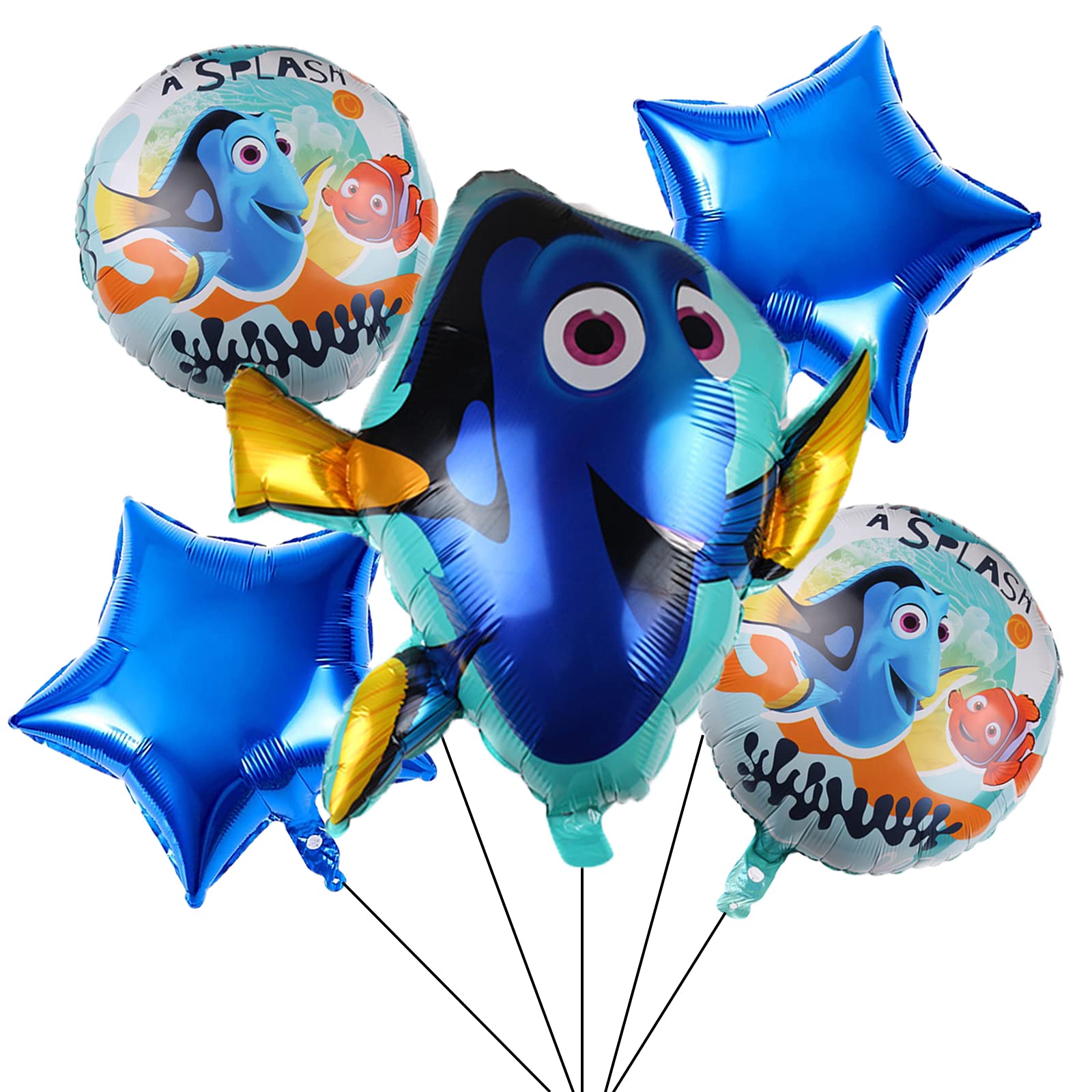 Finding Nemo Party Supplies 5PCS Finding Nemo Foil Balloons for Kids Birthday Baby Shower Decorations