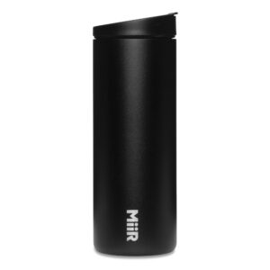 miir, flip traveler, double-wall vacuum insulated with leakproof lid, bpa-free stainless steel construction, black, 16 fluid ounces