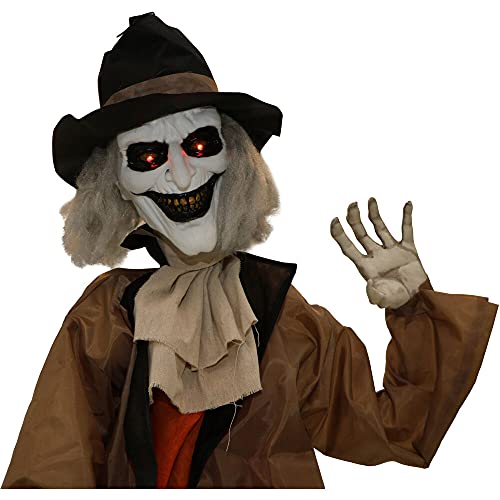 Haunted Hill Farm 5.25 ft. Life-Size Standing Grave Keeper with Red LED Eyes, Haunting Sound Effects, Lightweight and Battery-Operated