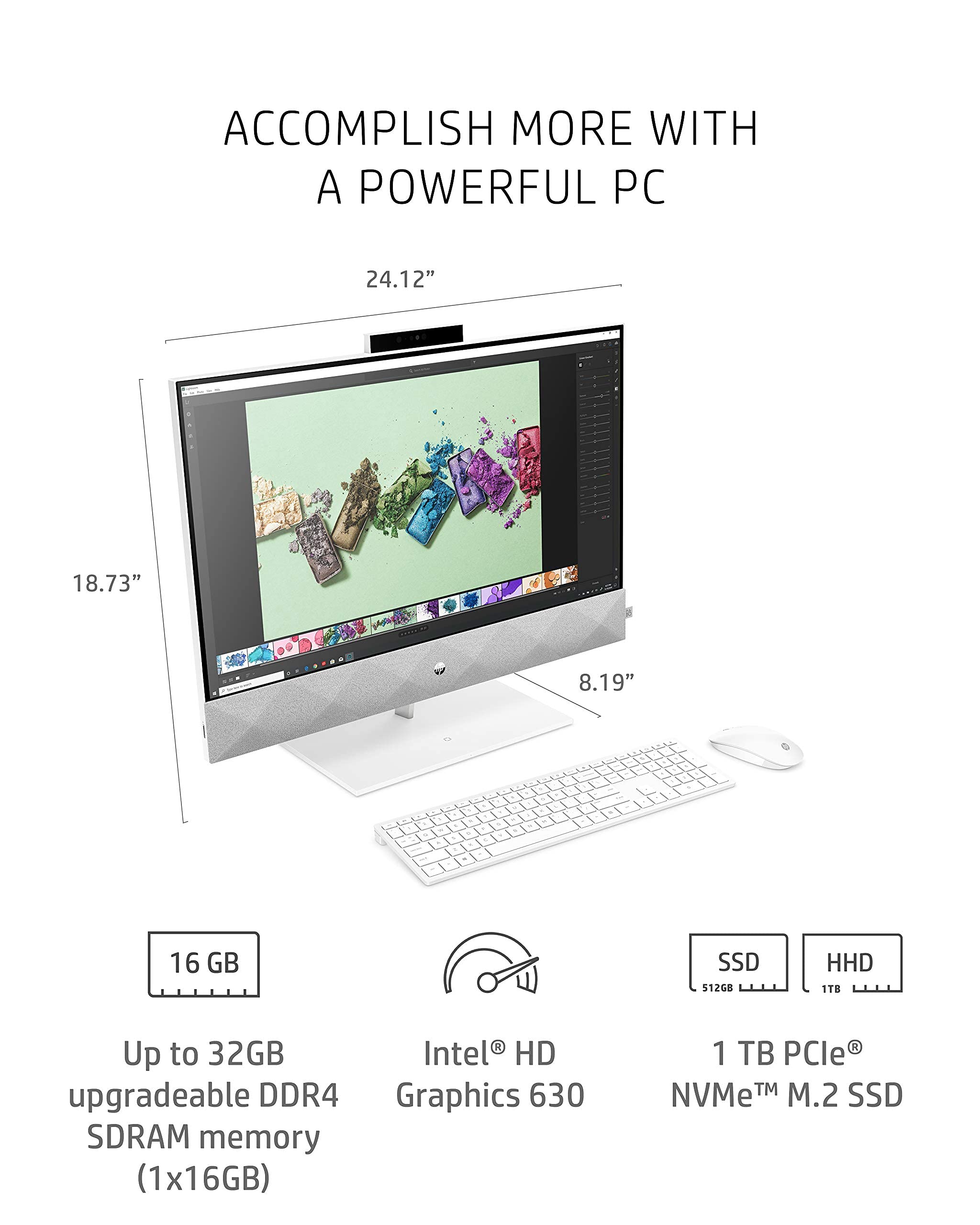 HP Pavilion 27-d0080 27" AIO Touchscreen Computer i7-10700T 16GB 1TB SSD 9ED27AA Renewed