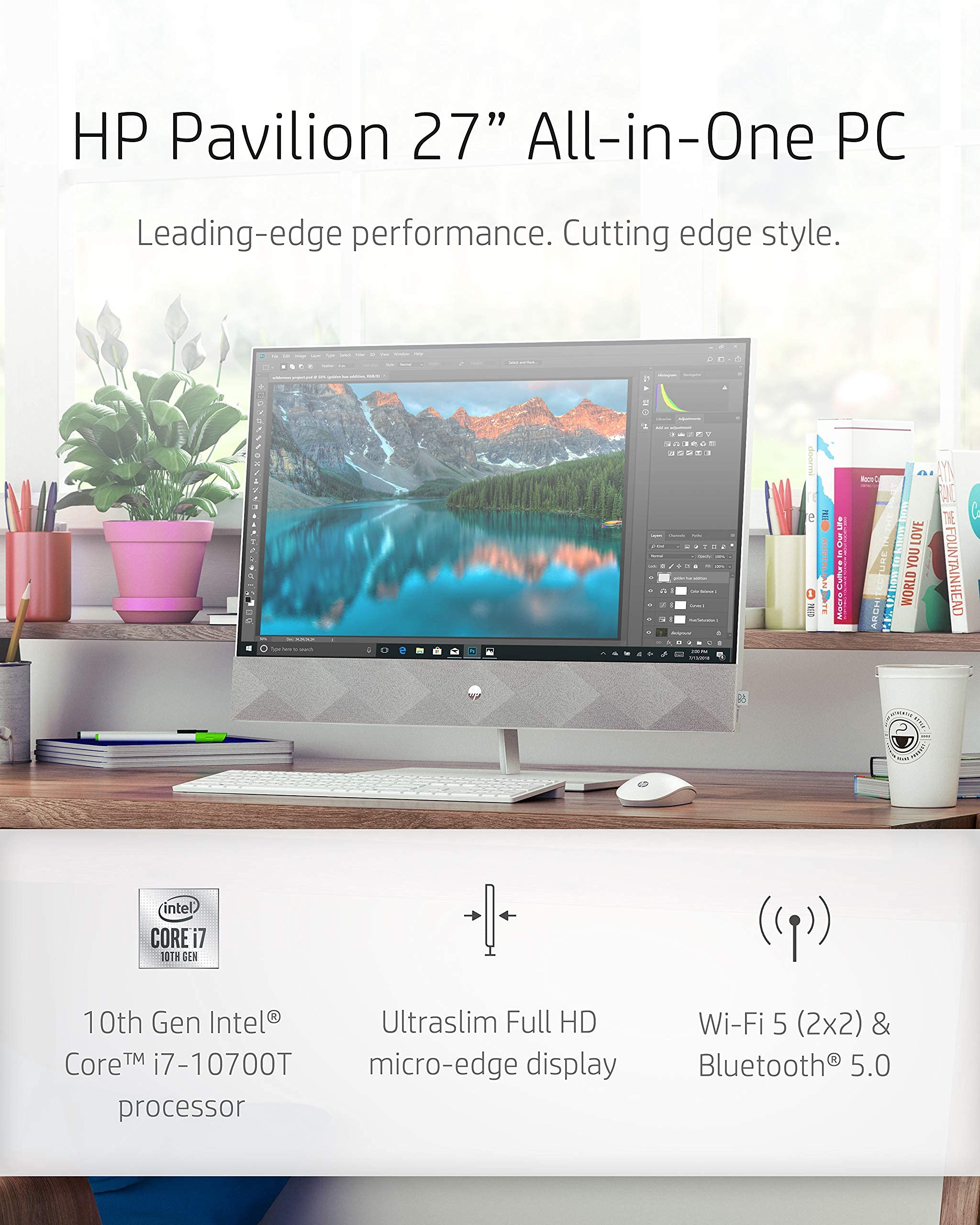 HP Pavilion 27-d0080 27" AIO Touchscreen Computer i7-10700T 16GB 1TB SSD 9ED27AA Renewed