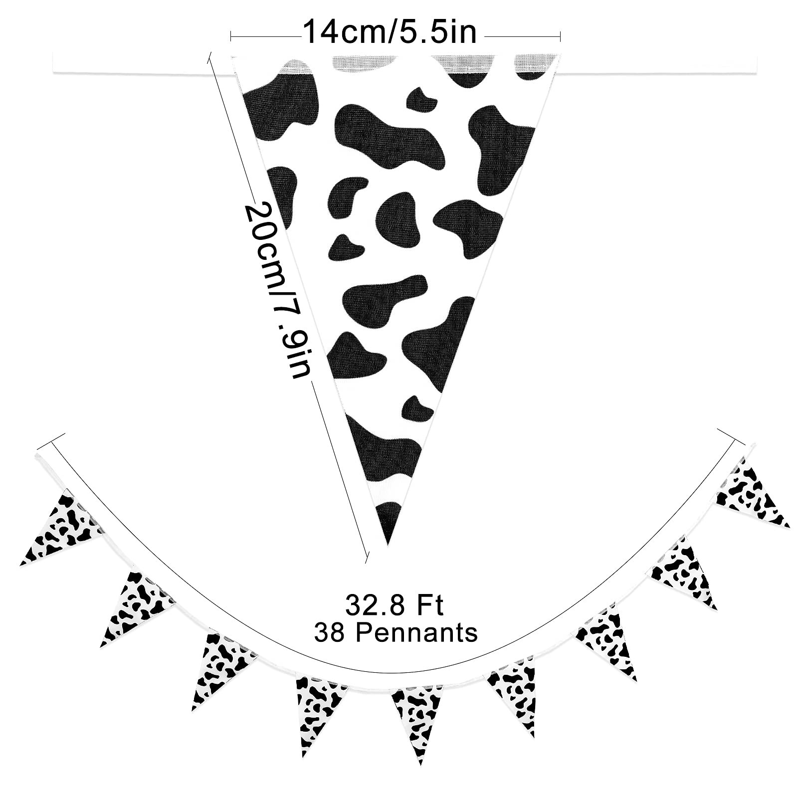 32.8 ft Cow Pennant Banners Cow Banner Cow Pattern Pennant Banner Farm Birthday Party Supplies Farm Style Banner for Western Cowboy Themed Western Party Decorations