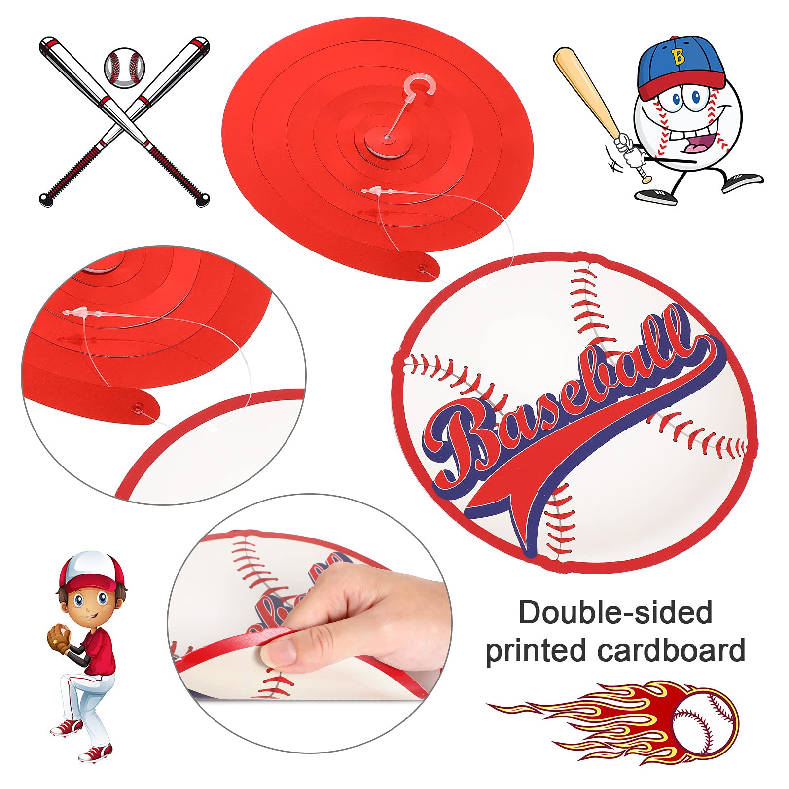 51 Pieces Baseball Party Decorations, Sports Theme Party Hanging Swirl Decor for Kids Adults Baseball Birthday Party Baby Shower Supplies