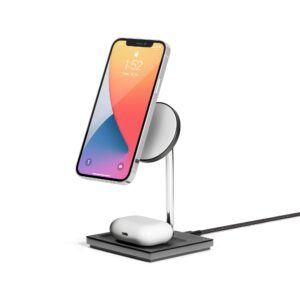 native union snap 2-in-1 magnetic wireless charger – charging stand for iphone 15, 15 plus, 15 pro, 15 pro max with wireless pad for airpods gen 3, pro 2 – adjustable angle & discreet led indicators