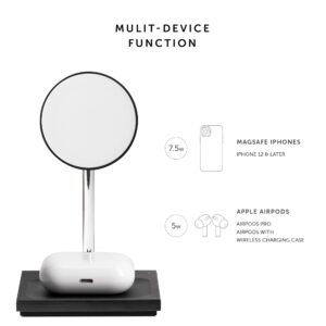 Native Union Snap 2-in-1 Magnetic Wireless Charger – Charging Stand for iPhone 15, 15 Plus, 15 Pro, 15 Pro Max with Wireless Pad for AirPods Gen 3, Pro 2 – Adjustable Angle & Discreet LED Indicators
