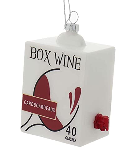 Cody Foster & Co Cardboardeaux Boxed Wine Glass Christmas Ornament, 3 1/2 inches