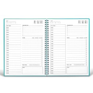 daily planner undated, to do list notebook with hourly schedule, time management manual and planner, personal organizers, 7.6"x10.2", 48 sheets/96 pages, green