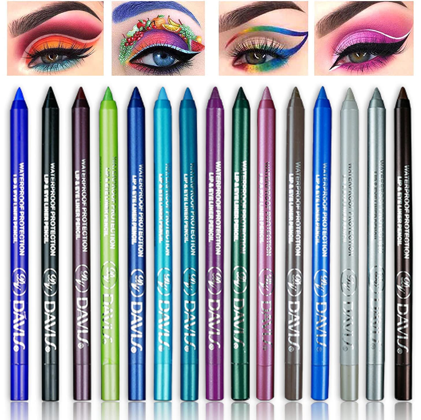 RDGWFB 15 Colors Eyeliner Pen Set, Eyeliner Pencil Set, Waterproof Colorful Eyeliner Kit Long Lasting Eyeshadow Pencil Professinal Eye Makeup Set Pearl Eye Liner for Women