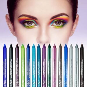 RDGWFB 15 Colors Eyeliner Pen Set, Eyeliner Pencil Set, Waterproof Colorful Eyeliner Kit Long Lasting Eyeshadow Pencil Professinal Eye Makeup Set Pearl Eye Liner for Women