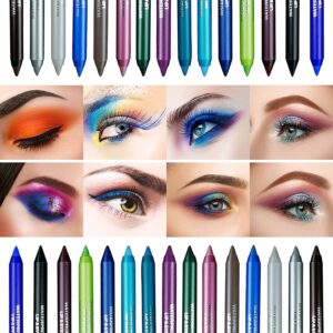 RDGWFB 15 Colors Eyeliner Pen Set, Eyeliner Pencil Set, Waterproof Colorful Eyeliner Kit Long Lasting Eyeshadow Pencil Professinal Eye Makeup Set Pearl Eye Liner for Women