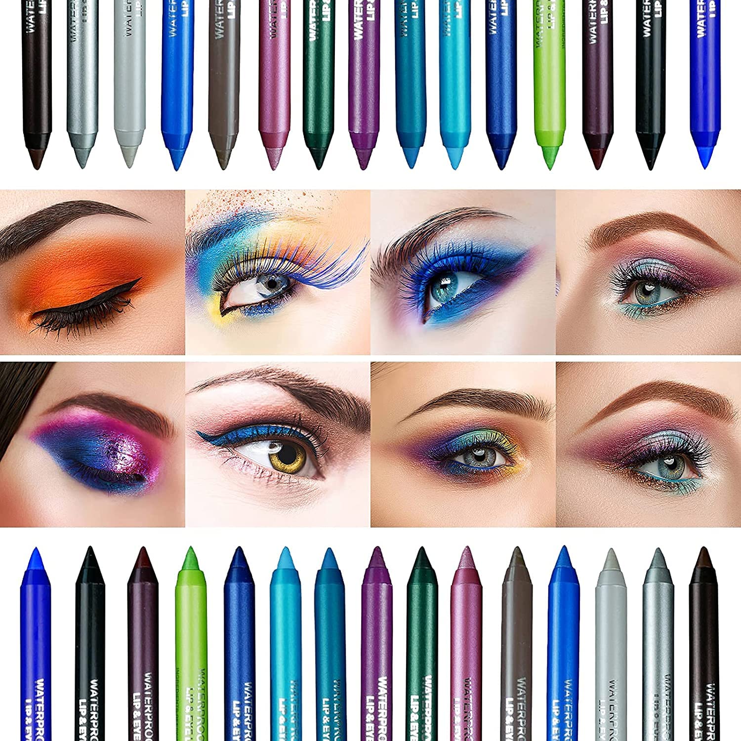 RDGWFB 15 Colors Eyeliner Pen Set, Eyeliner Pencil Set, Waterproof Colorful Eyeliner Kit Long Lasting Eyeshadow Pencil Professinal Eye Makeup Set Pearl Eye Liner for Women