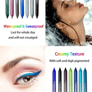 RDGWFB 15 Colors Eyeliner Pen Set, Eyeliner Pencil Set, Waterproof Colorful Eyeliner Kit Long Lasting Eyeshadow Pencil Professinal Eye Makeup Set Pearl Eye Liner for Women