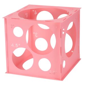 auihiay plastic balloon sizer box cube, pink collapsible balloon size measurement tool for balloon arches, balloon towers, balloon columns and balloon decorations (2-10 inch)