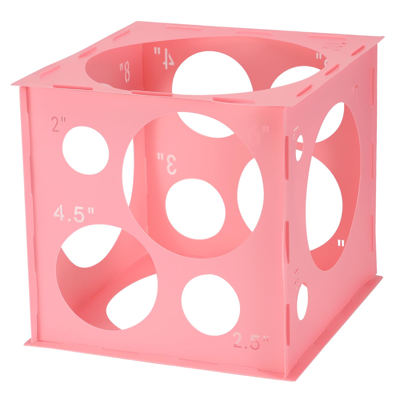 Auihiay Plastic Balloon Sizer Box Cube, Pink Collapsible Balloon Size Measurement Tool for Balloon Arches, Balloon Towers, Balloon Columns and Balloon Decorations (2-10 Inch)