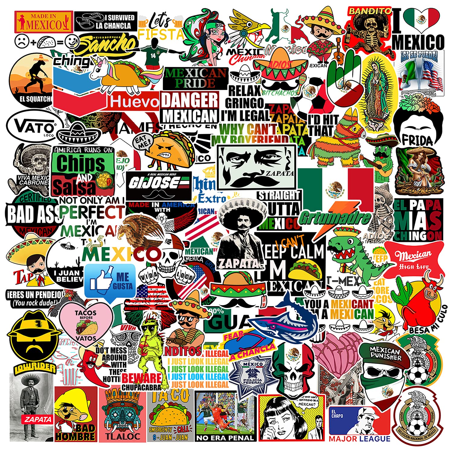 100pcs Mexican Hardhat Stickers, Funny Vinyl Mexico Tool Box Stickers, Design for Helmet Hood Laptop Water Bottle, Mexico Pride Patriotic Decals for Men Adults Ironworkers Lineman Oilfield Electrician