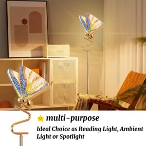 O'NEELDY Gold Butterfly, Decorative Goose Neck Design, 12W LED Standing Tall Lamp for Living Room, 4000K Warm White Energy-Saving Modern Floor Lamp for Bedroom Office, Acrylic