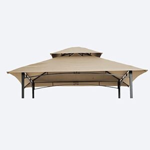 coofel 8x5ft grill gazebo replacement canopy,double tiered bbq tent roof top cover,beige