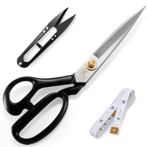 left handed sewing scissors 10 inch fabric shears professional dressmaking scissors, high carbon steel heady duty scissors for leather sewing, fabric cutting, threading cutting, artwork(white)